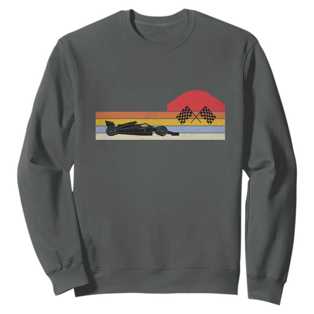 Racing Car Retro Style Vintage Sweatshirt TS14 Dark Heather Print Your Wear