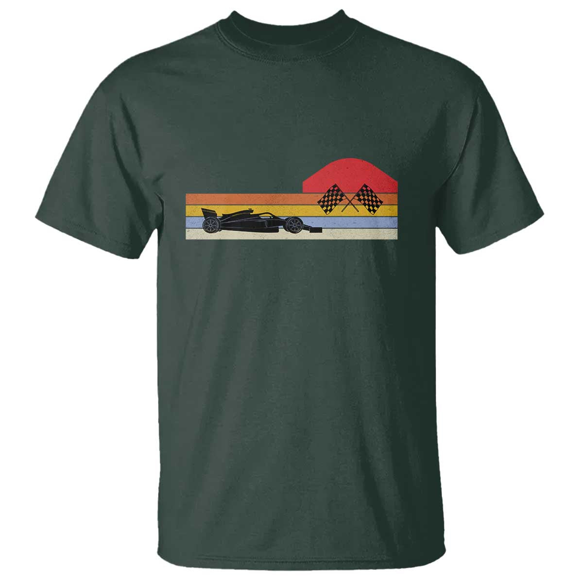 Racing Car Retro Style Vintage T Shirt TS14 Dark Forest Green Print Your Wear