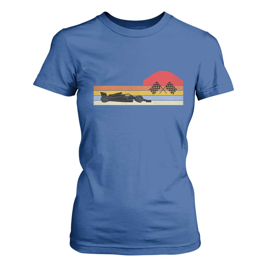 Racing Car Retro Style Vintage T Shirt For Women TS14 Royal Blue Print Your Wear