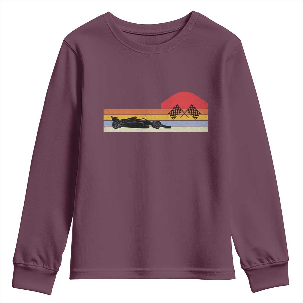 Racing Car Retro Style Vintage Youth Sweatshirt TS14 Maroon Print Your Wear
