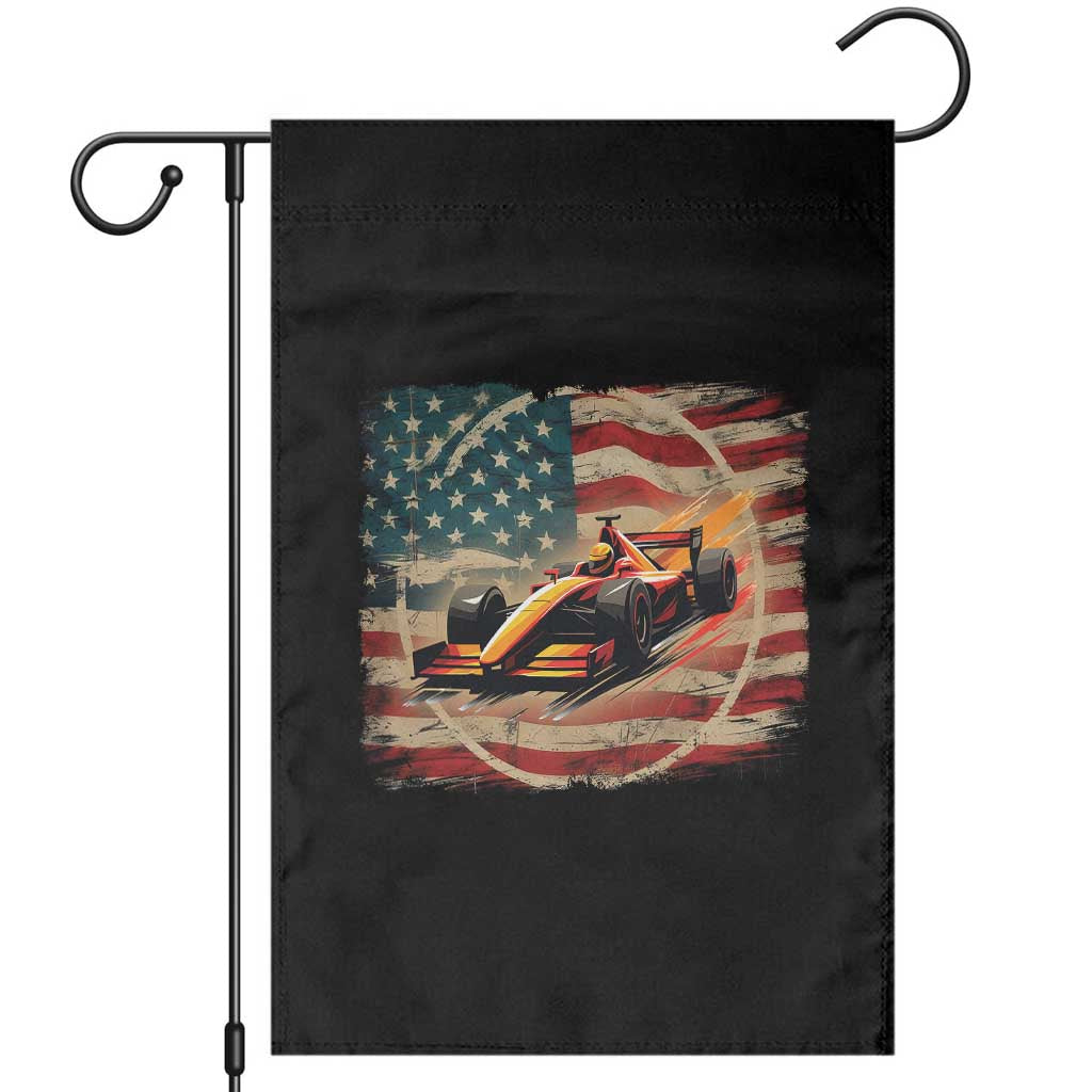 Racing Car Garden Flag Patriotic American Flag Race TS14 Black Print Your Wear
