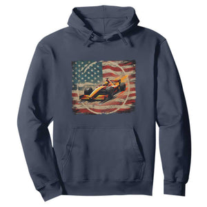 Racing Car Hoodie Patriotic American Flag Race TS14 Navy Print Your Wear