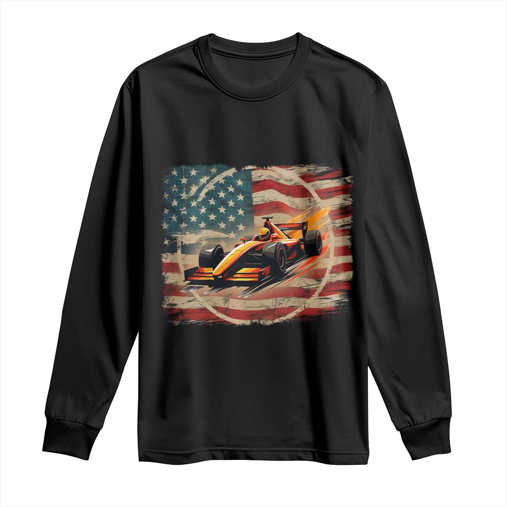 Racing Car Long Sleeve Shirt Patriotic American Flag Race TS14 Black Print Your Wear