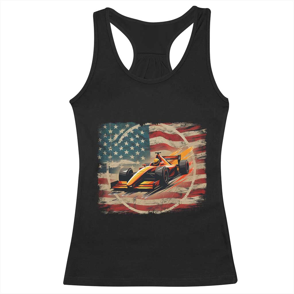Racing Car Racerback Tank Top Patriotic American Flag Race TS14 Black Print Your Wear