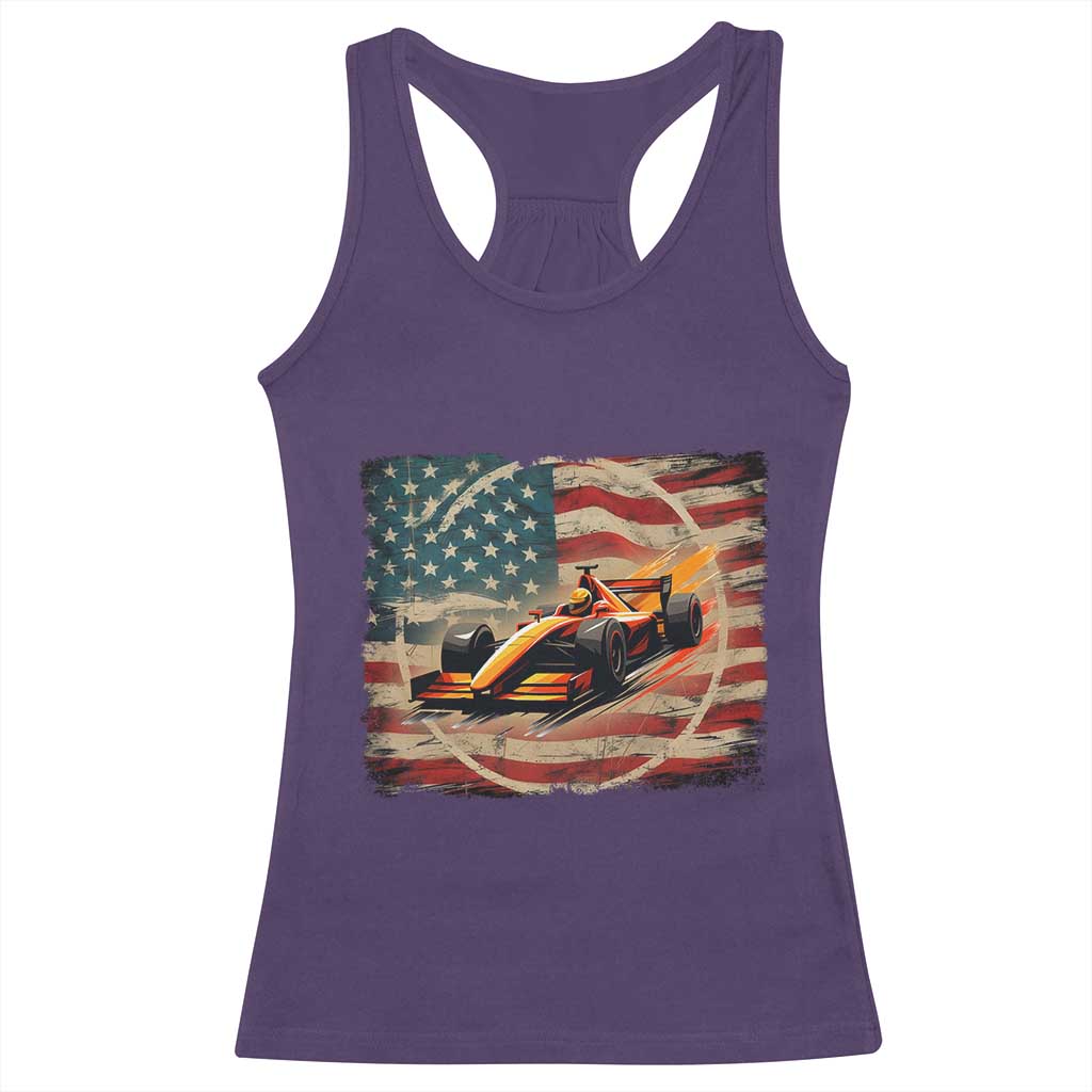 Racing Car Racerback Tank Top Patriotic American Flag Race TS14 Purple Print Your Wear