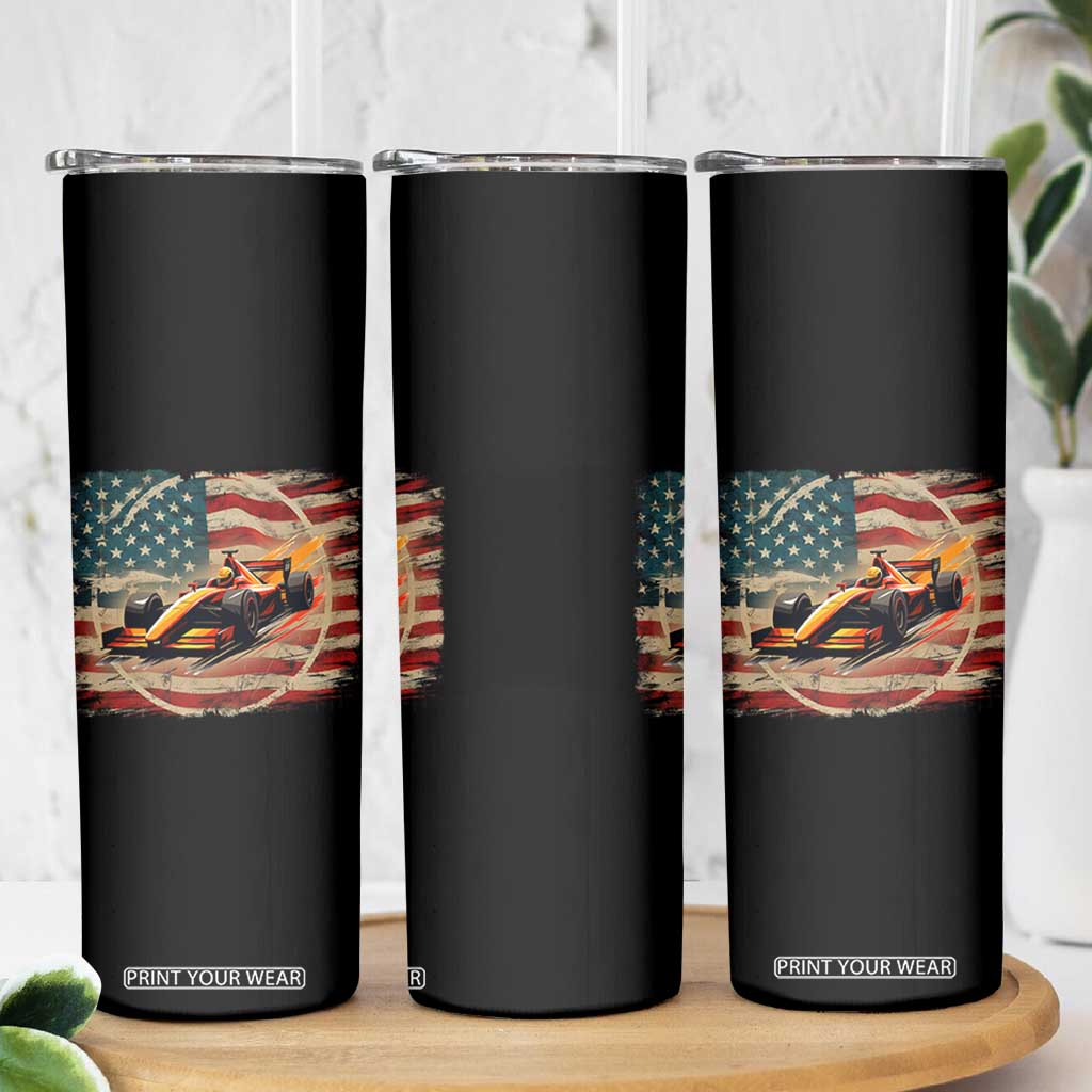 Racing Car Skinny Tumbler Patriotic American Flag Race TS14 Print Your Wear