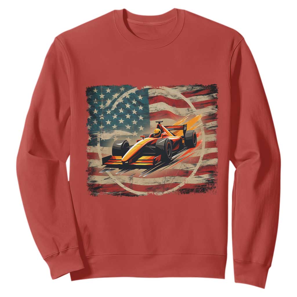 Racing Car Sweatshirt Patriotic American Flag Race TS14 Red Print Your Wear