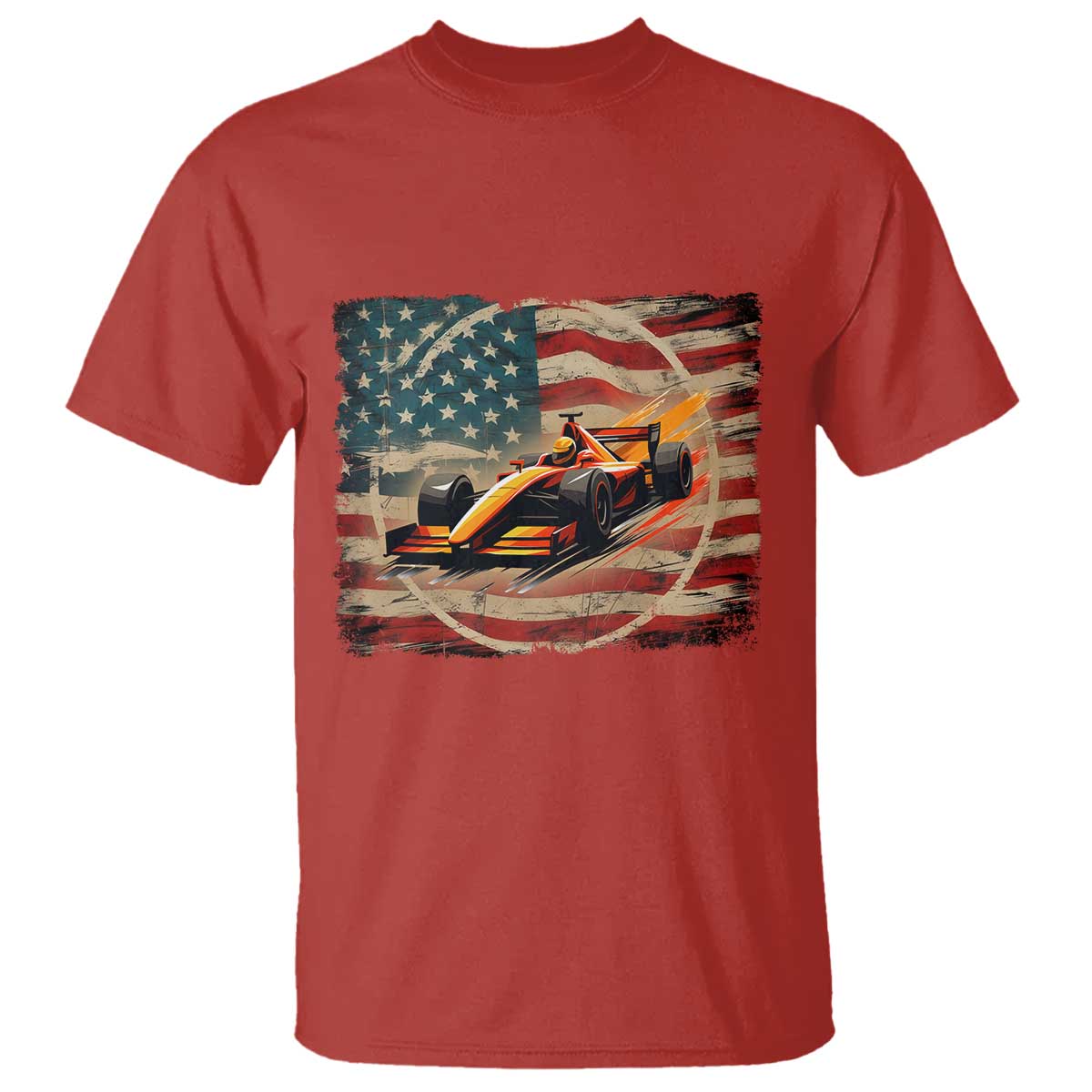 Racing Car T Shirt Patriotic American Flag Race TS14 Red Print Your Wear