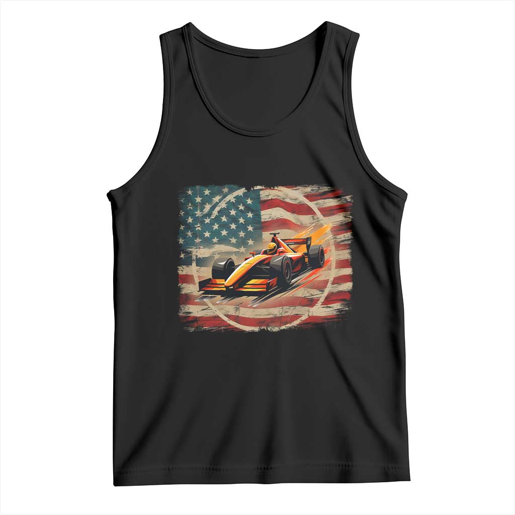 Racing Car Tank Top Patriotic American Flag Race TS14 Black Print Your Wear