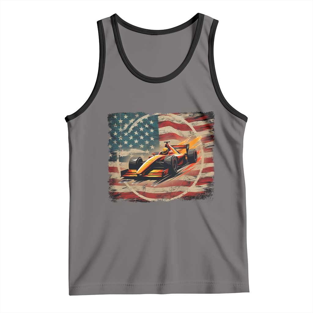 Racing Car Tank Top Patriotic American Flag Race TS14 Deep Heather Black Print Your Wear