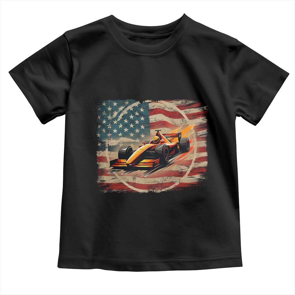 Racing Car Toddler T Shirt Patriotic American Flag Race TS14 Black Print Your Wear