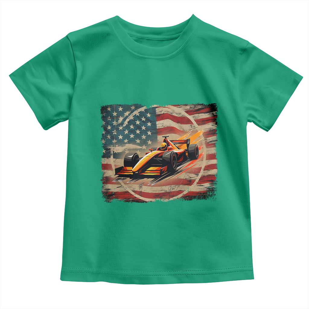 Racing Car Toddler T Shirt Patriotic American Flag Race TS14 Irish Green Print Your Wear