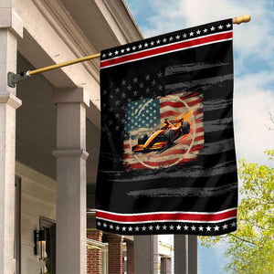Racing Car Garden Flag Patriotic American Flag Race TS14 Distressed Black Red Print Your Wear