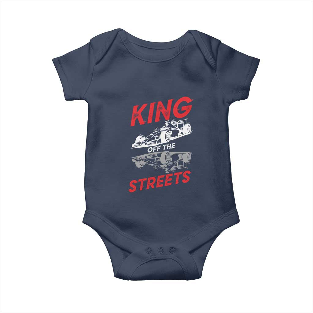 Racing Car Baby Onesie King Of The Streets TS14 Navy Print Your Wear