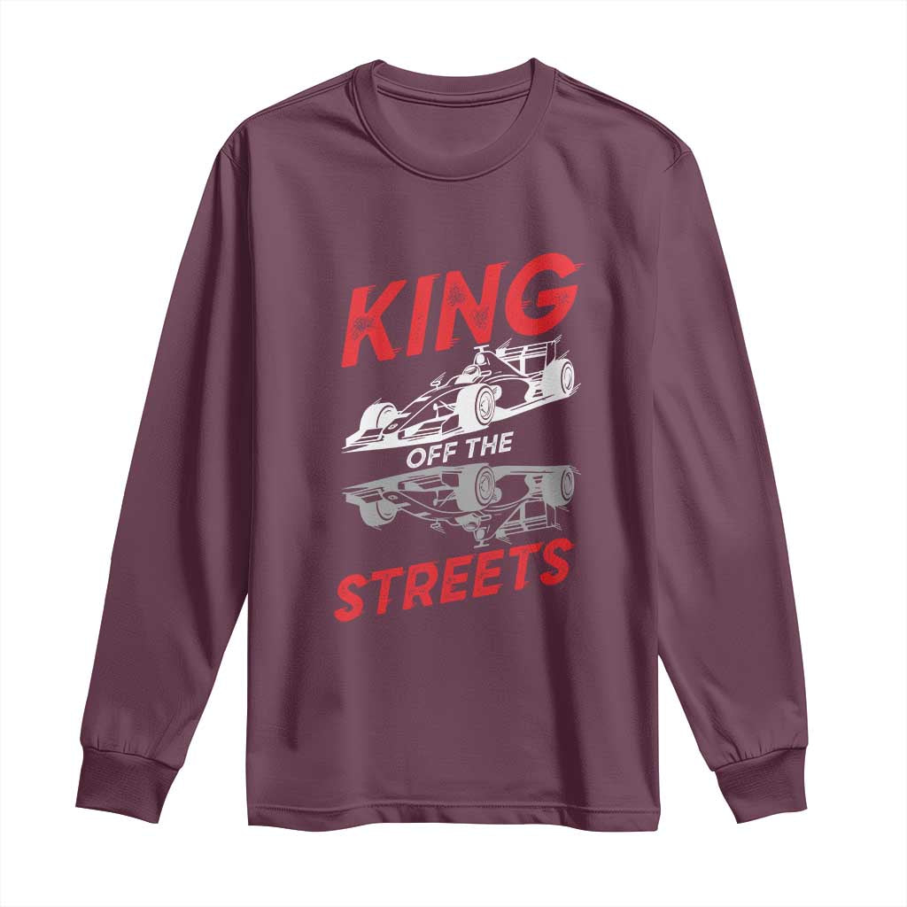 Racing Car Long Sleeve Shirt King Of The Streets TS14 Maroon Print Your Wear