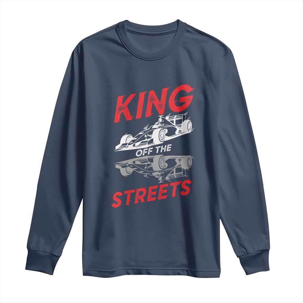 Racing Car Long Sleeve Shirt King Of The Streets TS14 Navy Print Your Wear