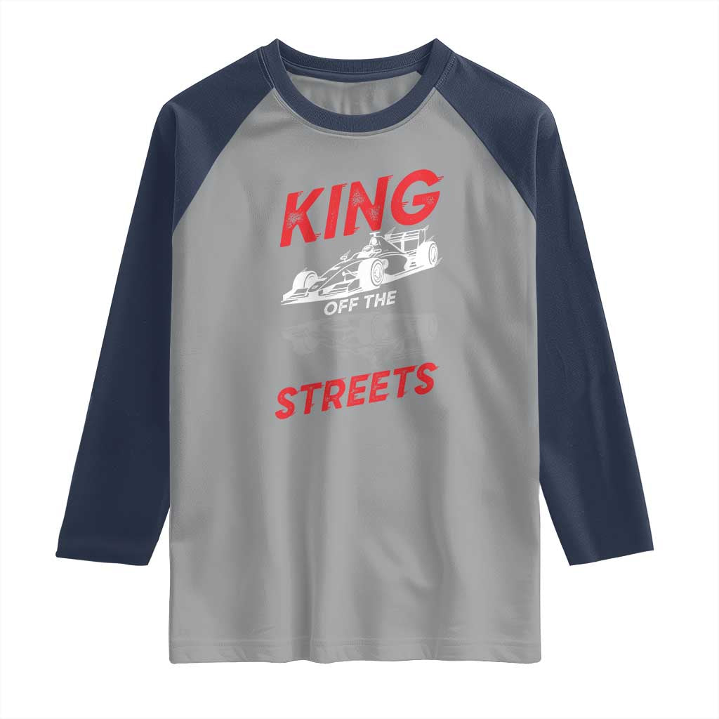 Racing Car Raglan Shirt King Of The Streets TS14 Sport Gray Navy Print Your Wear