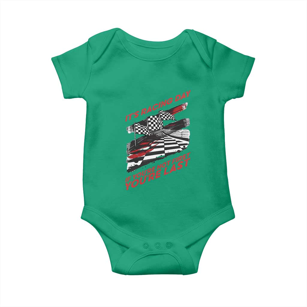 Funny Racing Car Flag Baby Onesie It Is Racing Day TS14 Irish Green Print Your Wear
