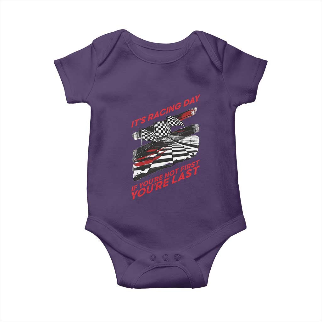Funny Racing Car Flag Baby Onesie It Is Racing Day TS14 Purple Print Your Wear