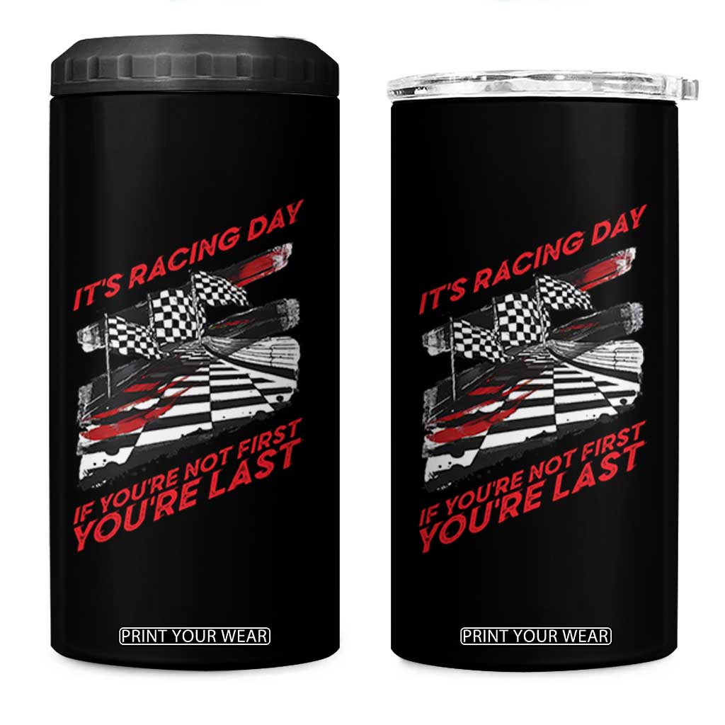 Funny Racing Car Flag 4 in 1 Can Cooler Tumbler It Is Racing Day TS14 One Size: 16 oz Black Print Your Wear