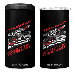 Funny Racing Car Flag 4 in 1 Can Cooler Tumbler It Is Racing Day TS14 One Size: 16 oz Black Print Your Wear