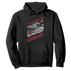 Funny Racing Car Flag Hoodie It Is Racing Day TS14 Black Print Your Wear