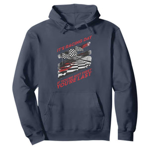 Funny Racing Car Flag Hoodie It Is Racing Day TS14 Navy Print Your Wear