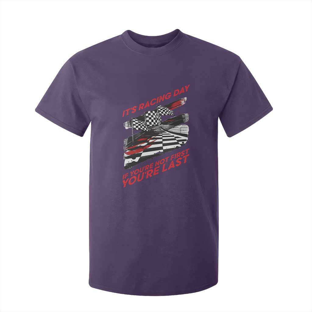 Funny Racing Car Flag T Shirt For Kid It Is Racing Day TS14 Purple Print Your Wear