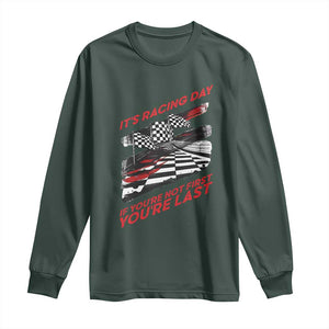 Funny Racing Car Flag Long Sleeve Shirt It Is Racing Day TS14 Dark Forest Green Print Your Wear
