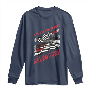 Funny Racing Car Flag Long Sleeve Shirt It Is Racing Day TS14 Navy Print Your Wear