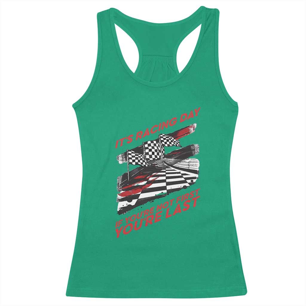 Funny Racing Car Flag Racerback Tank Top It Is Racing Day TS14 Irish Green Print Your Wear