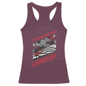 Funny Racing Car Flag Racerback Tank Top It Is Racing Day TS14 Maroon Print Your Wear