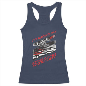 Funny Racing Car Flag Racerback Tank Top It Is Racing Day TS14 Navy Print Your Wear