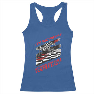 Funny Racing Car Flag Racerback Tank Top It Is Racing Day TS14 Royal Blue Print Your Wear