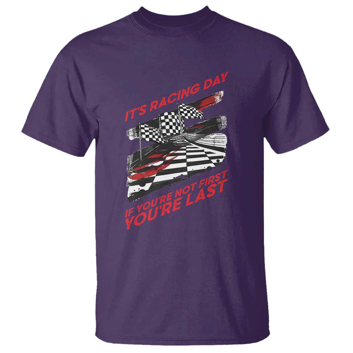 Funny Racing Car Flag T Shirt It Is Racing Day TS14 Purple Print Your Wear