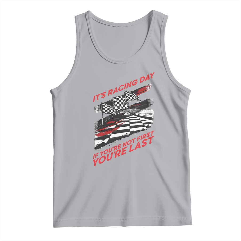 Funny Racing Car Flag Tank Top It Is Racing Day TS14 Athletic Heather Print Your Wear