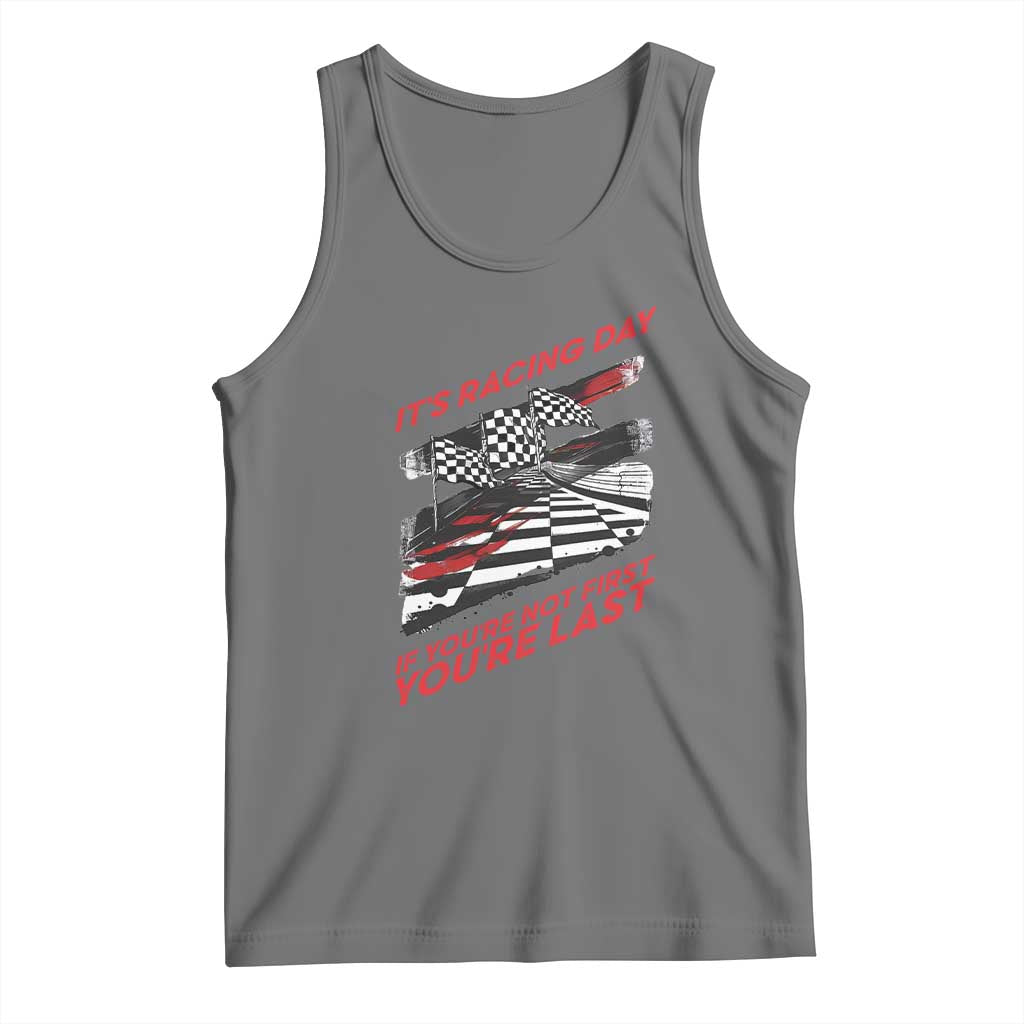 Funny Racing Car Flag Tank Top It Is Racing Day TS14 Black Heather Print Your Wear