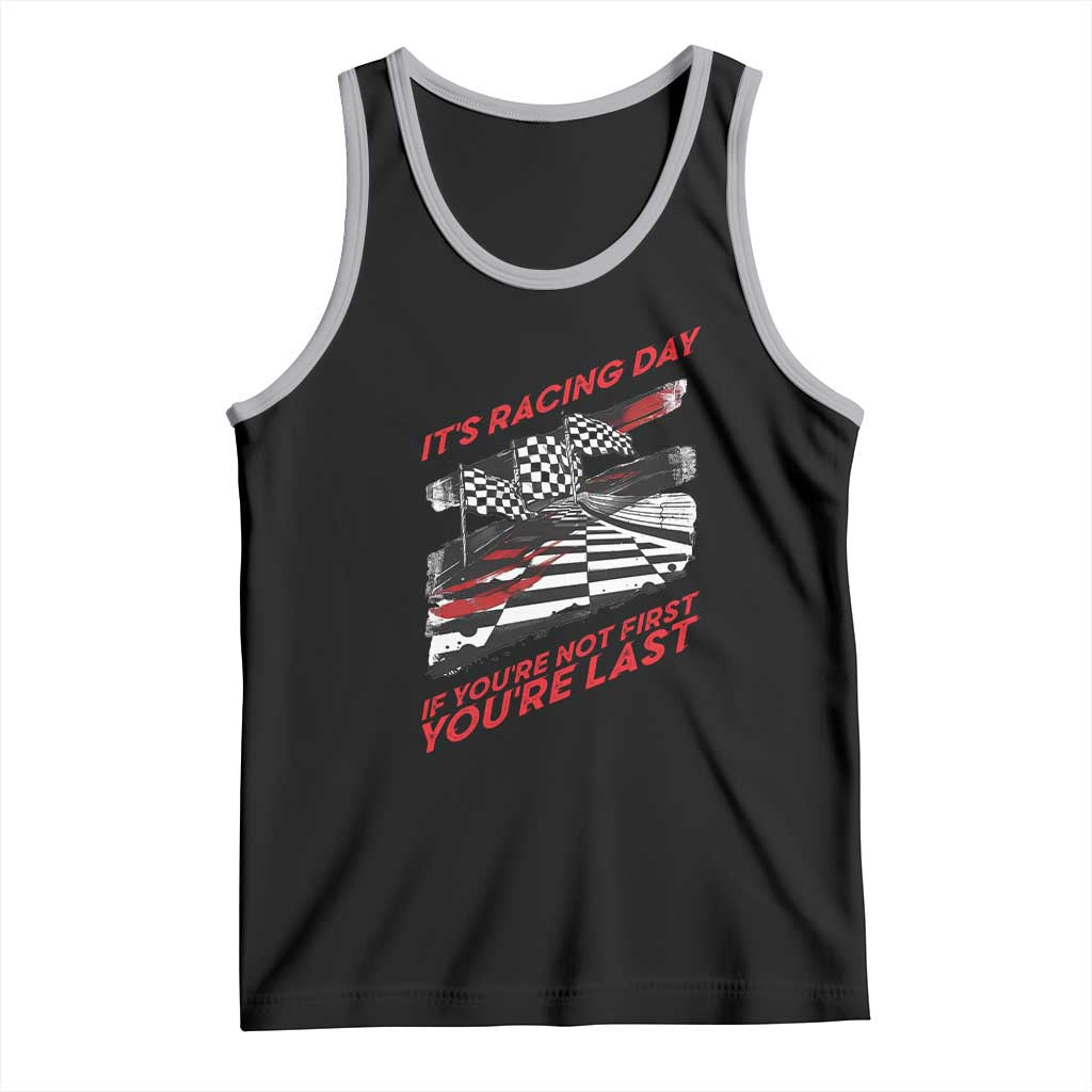 Funny Racing Car Flag Tank Top It Is Racing Day TS14 Black Athletic Heather Print Your Wear