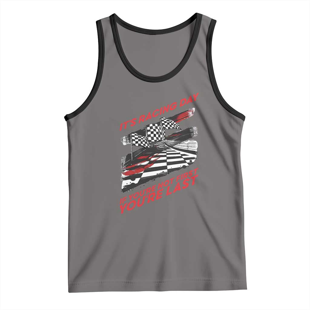 Funny Racing Car Flag Tank Top It Is Racing Day TS14 Deep Heather Black Print Your Wear