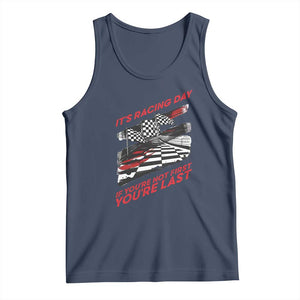 Funny Racing Car Flag Tank Top It Is Racing Day TS14 Navy Print Your Wear