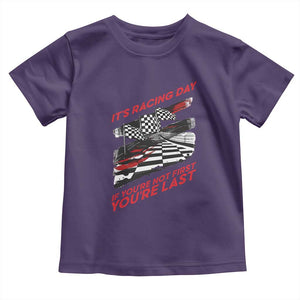 Funny Racing Car Flag Toddler T Shirt It Is Racing Day TS14 Purple Print Your Wear