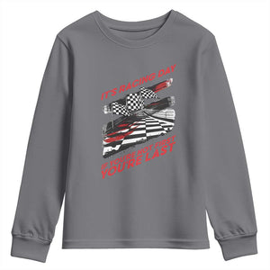 Funny Racing Car Flag Youth Sweatshirt It Is Racing Day TS14 Charcoal Print Your Wear