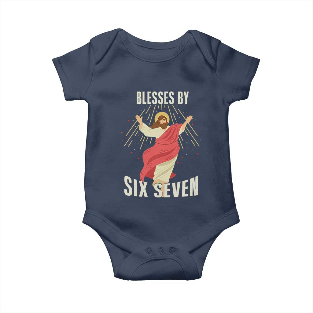 Christian 67 Meme Baby Onesie Blesses By Six Seven Funny TS14 Navy Print Your Wear
