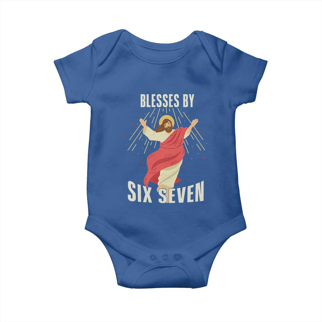 Christian 67 Meme Baby Onesie Blesses By Six Seven Funny TS14 Royal Blue Print Your Wear