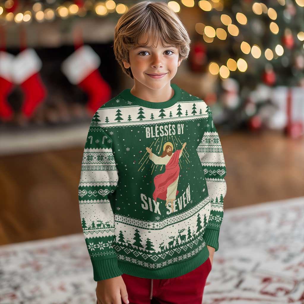 Christian 67 Meme Ugly Christmas Sweater Blesses By Six Seven Funny TS14 Forest Green Beige Print Your Wear