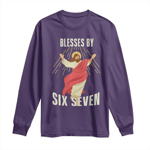 Christian 67 Meme Long Sleeve Shirt Blesses By Six Seven Funny TS14 Purple Print Your Wear