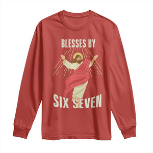Christian 67 Meme Long Sleeve Shirt Blesses By Six Seven Funny TS14 Red Print Your Wear