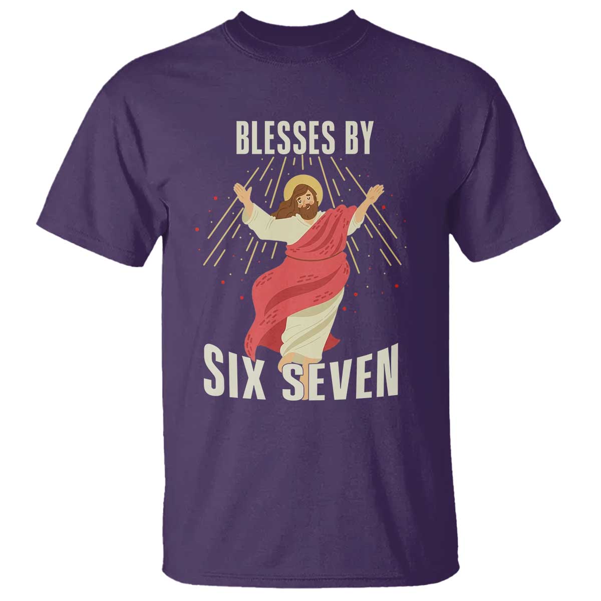 Christian 67 Meme T Shirt Blesses By Six Seven Funny TS14 Purple Print Your Wear