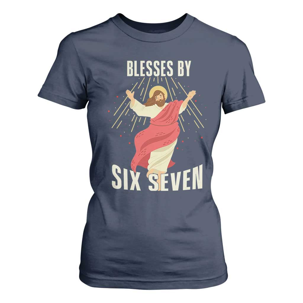 Christian 67 Meme T Shirt For Women Blesses By Six Seven Funny TS14 Navy Print Your Wear