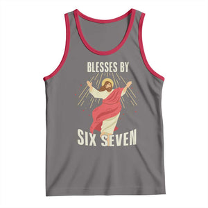 Christian 67 Meme Tank Top Blesses By Six Seven Funny TS14 Deep Heather Red Print Your Wear